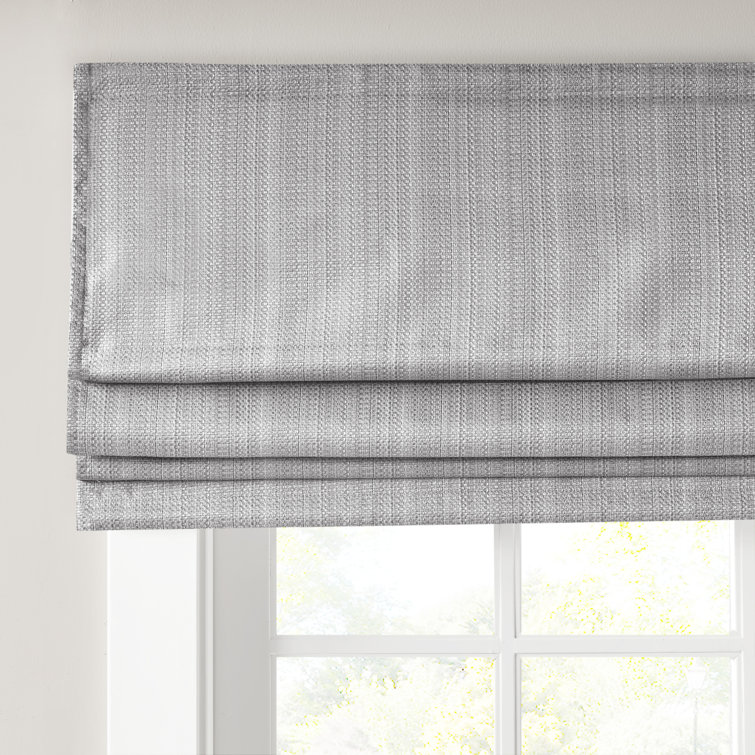 Gray Basketweave Cordless Blackout Roman Shade