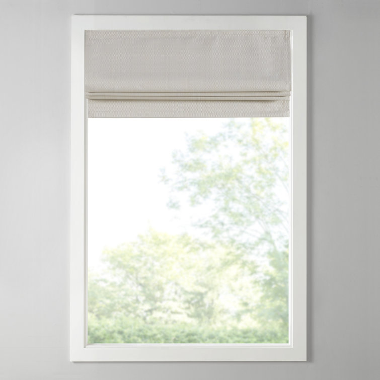 Gray Basketweave Cordless Blackout Roman Shade