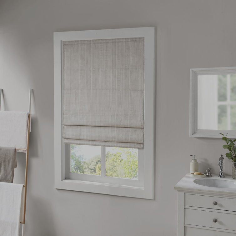 Gray Basketweave Cordless Blackout Roman Shade