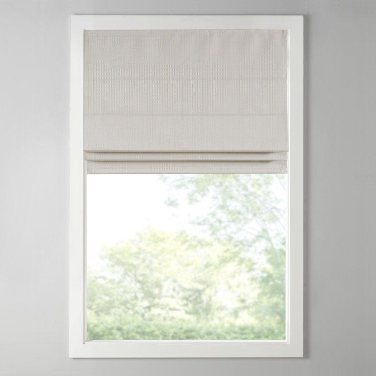 Gray Basketweave Cordless Blackout Roman Shade