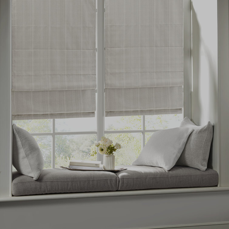 Gray Basketweave Cordless Blackout Roman Shade