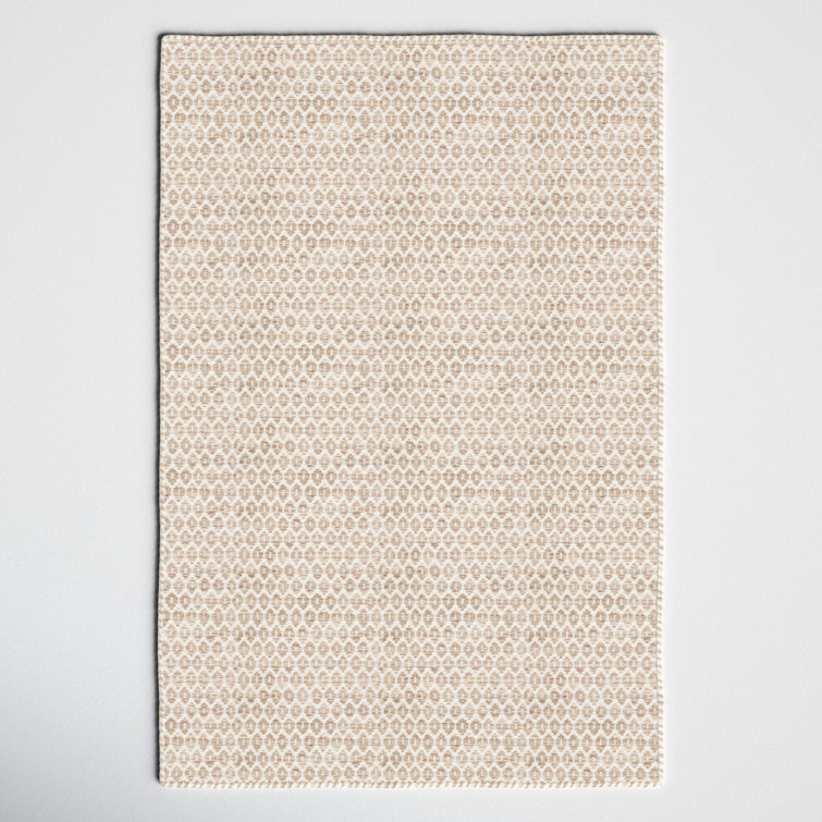 Ivory Geometric Flat Woven Wool Rug 2' x 3'