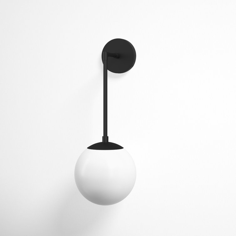 Warby Black Steel and Etched Opal Glass Dimmable Sconce