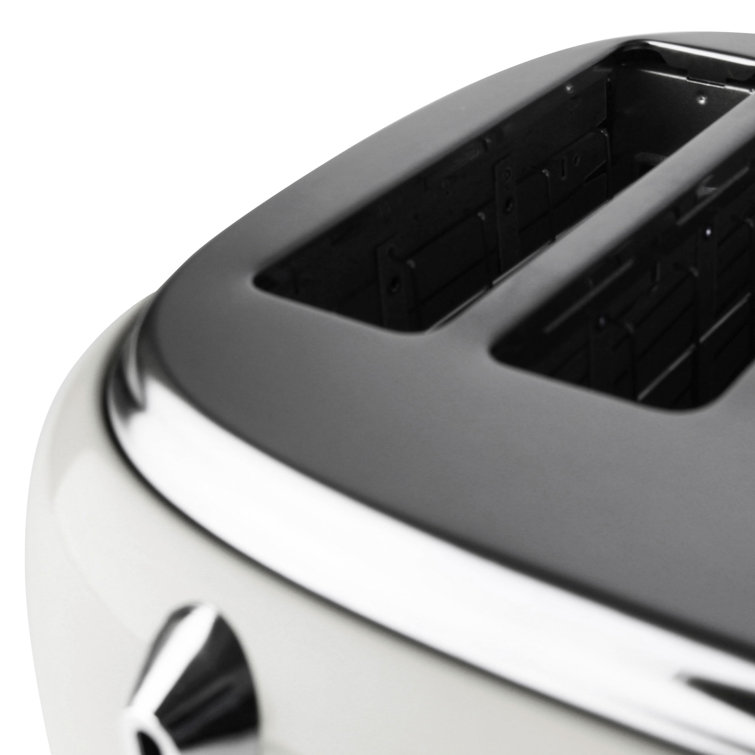 Ivory Stainless Steel 4-Slice Toaster with Wide Slots