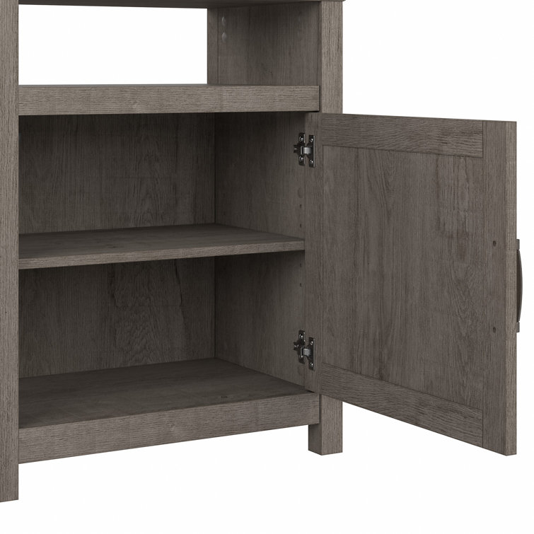 Restored Gray 65" Farmhouse TV Stand with Cabinets