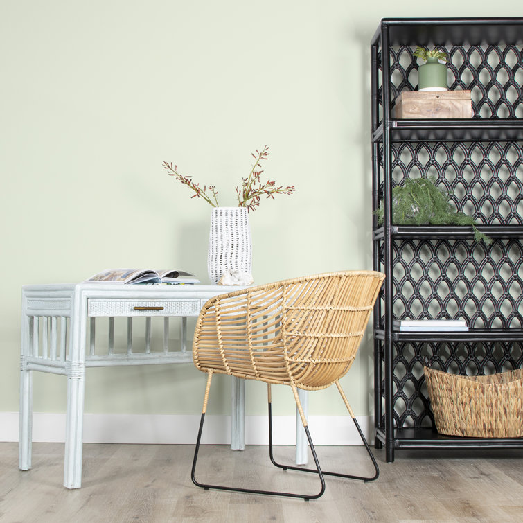 Bright Green Wood and Rattan Casablanca Bookcase
