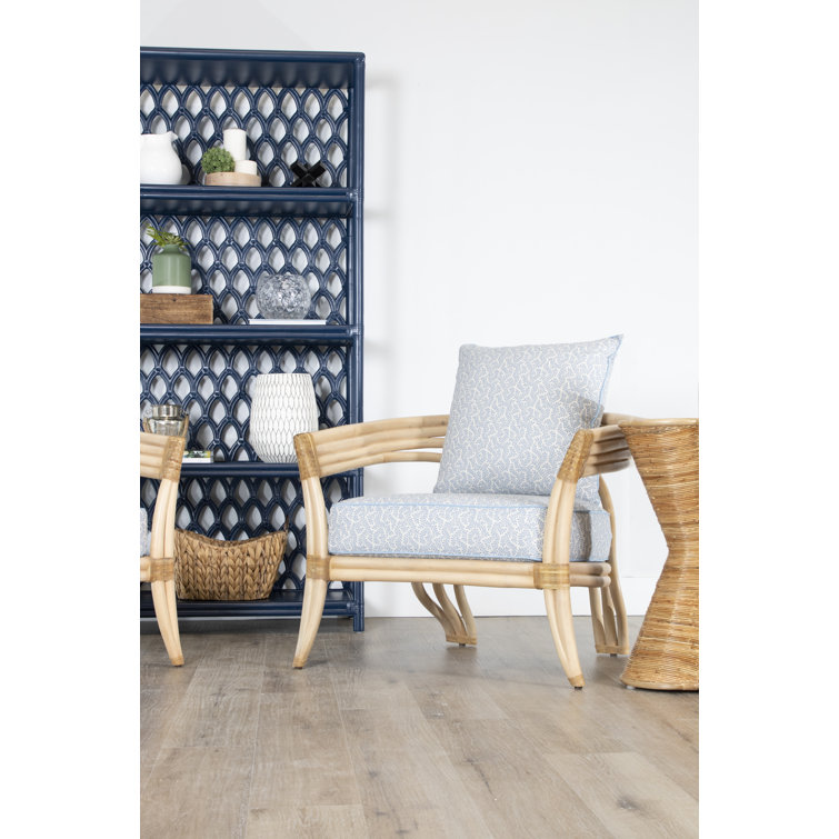 Bright Green Wood and Rattan Casablanca Bookcase