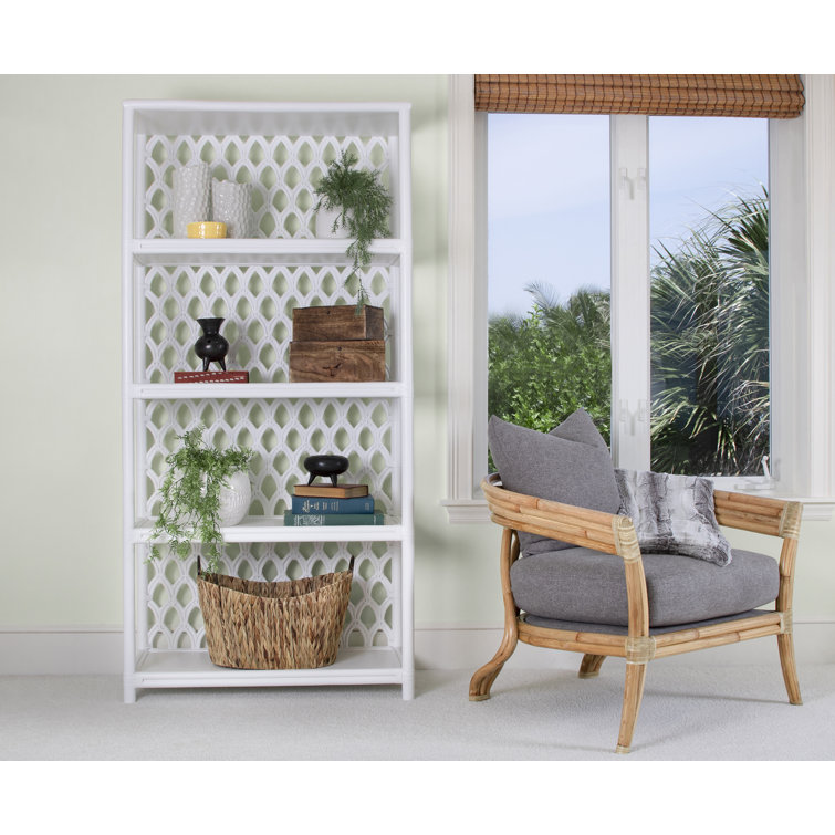 Bright Green Wood and Rattan Casablanca Bookcase