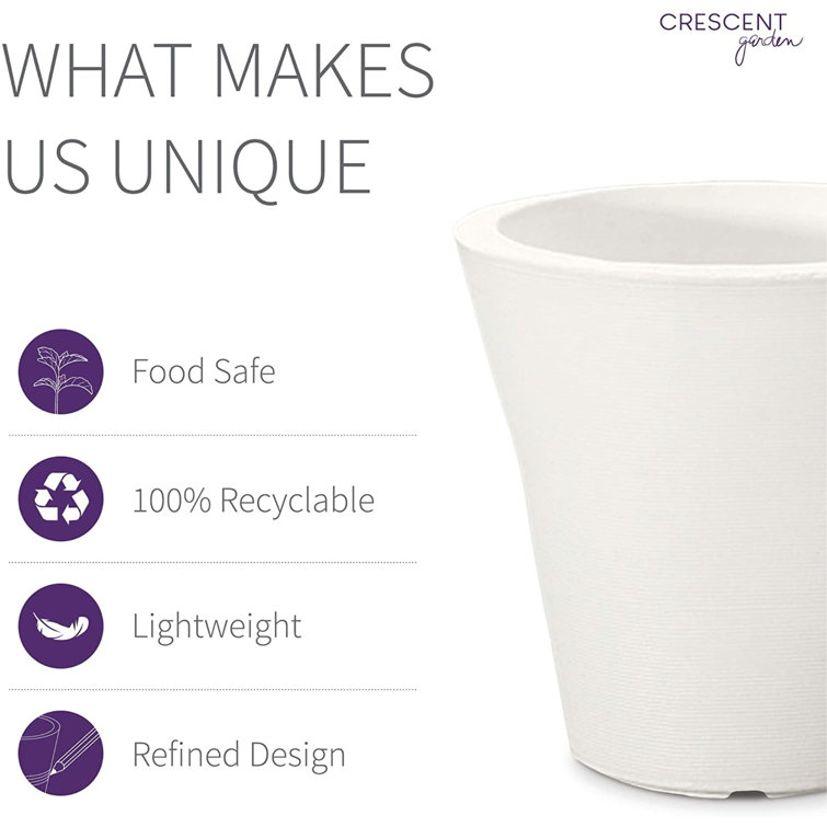 Alpine White Modern Crescent Garden Planter, 26" Polyethylene Pot