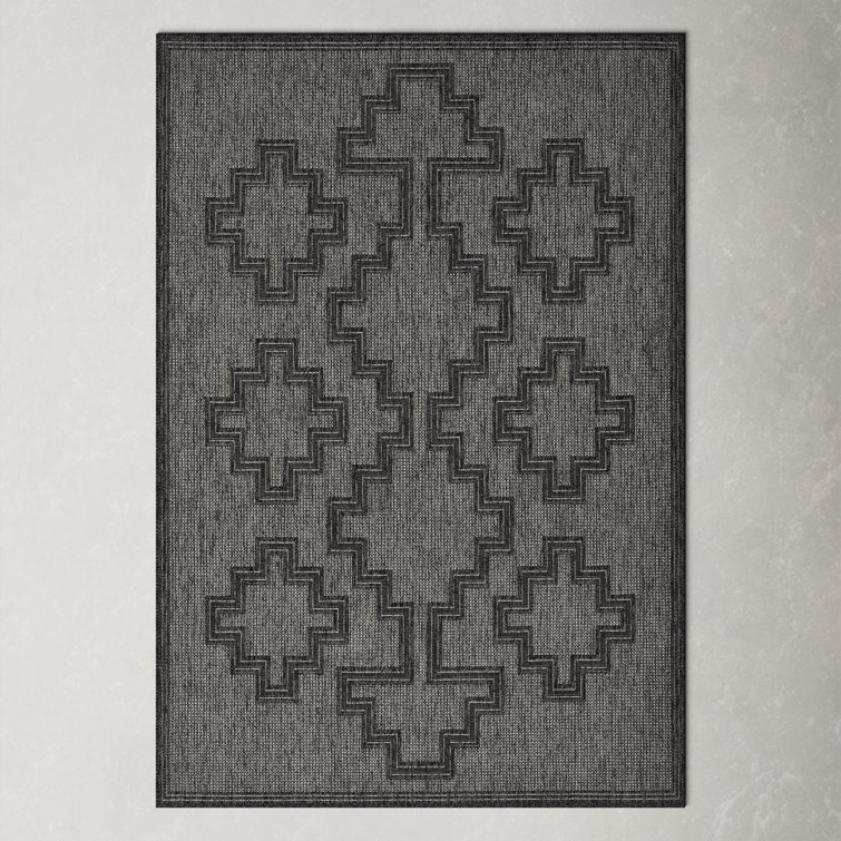 Ava Blue Rectangular Synthetic Indoor/Outdoor Rug
