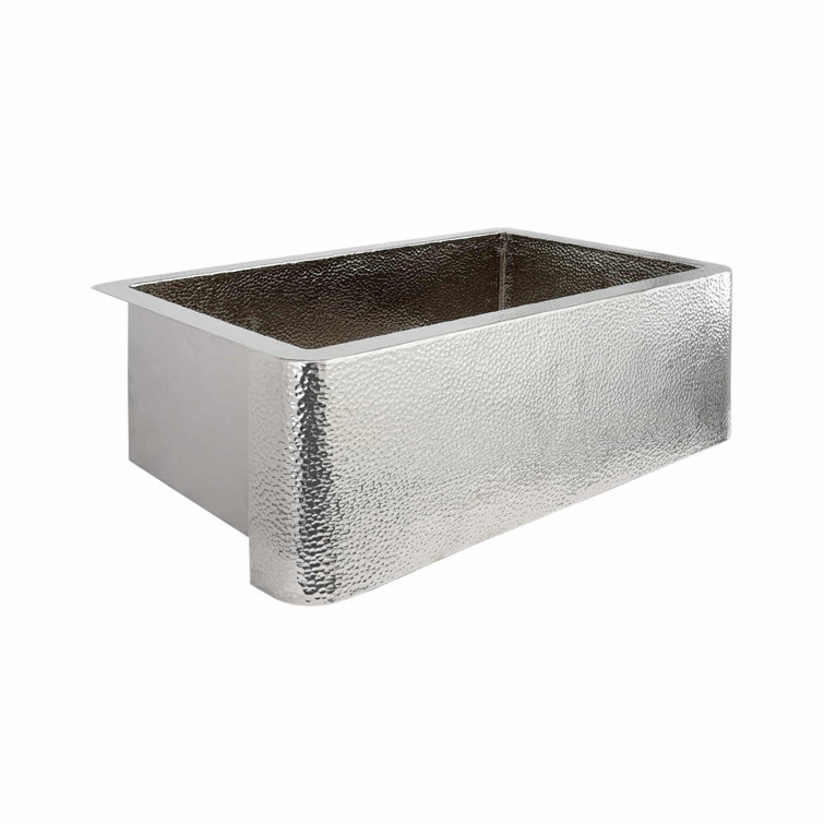 Polished Nickel Hammered Copper Farmhouse Apron Sink, 30"