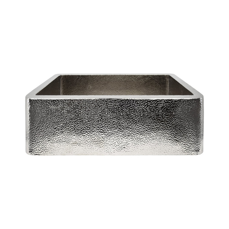 Polished Nickel Hammered Copper Farmhouse Apron Sink, 30"