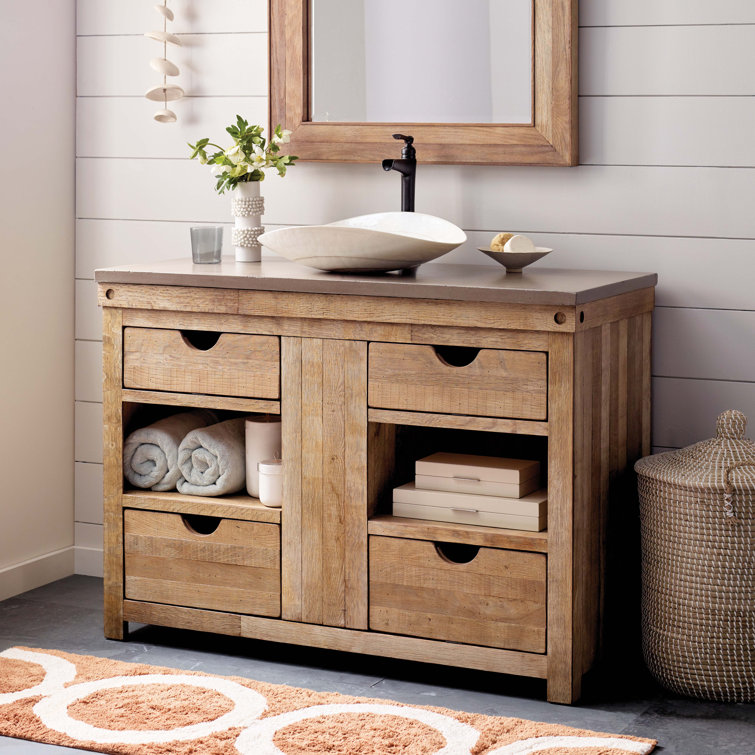 Vintner's Blanc 48" Weathered Oak Single Bathroom Vanity Base