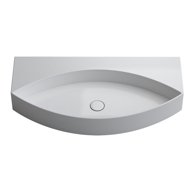 Occhio 35.6'' Glossy White Ceramic Wall-Mount Bathroom Sink