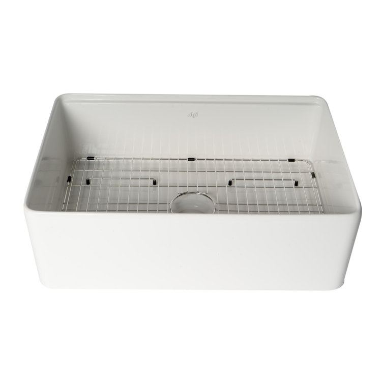 White Fireclay Farmhouse Drop-In Single Bowl Sink
