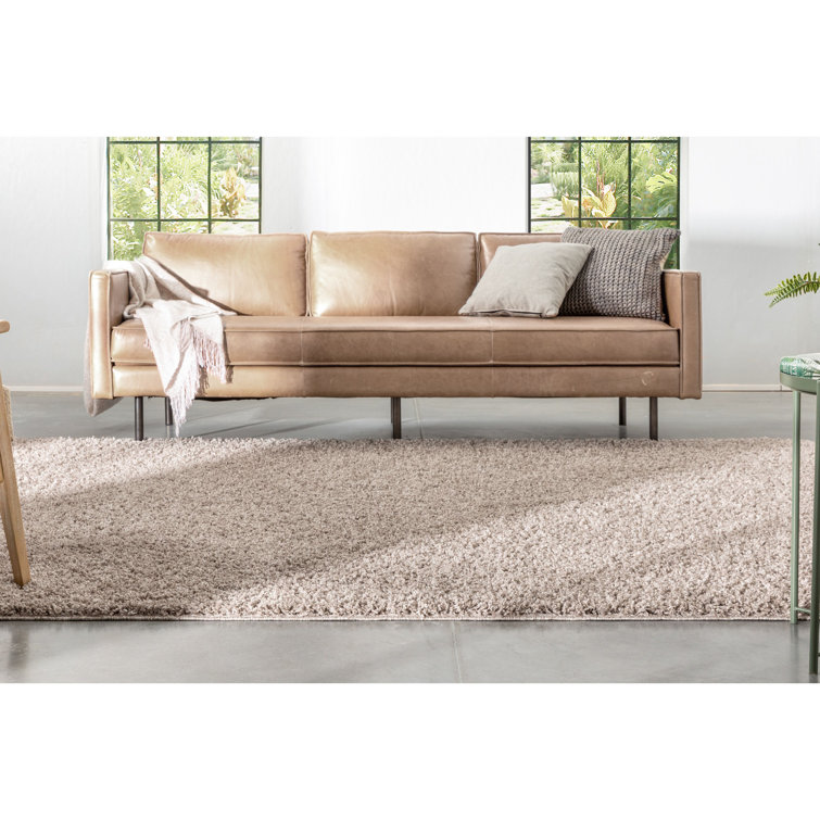 Luxurious Handmade Shag Rug in Beige, 8' x 10', Easy-Care Synthetic
