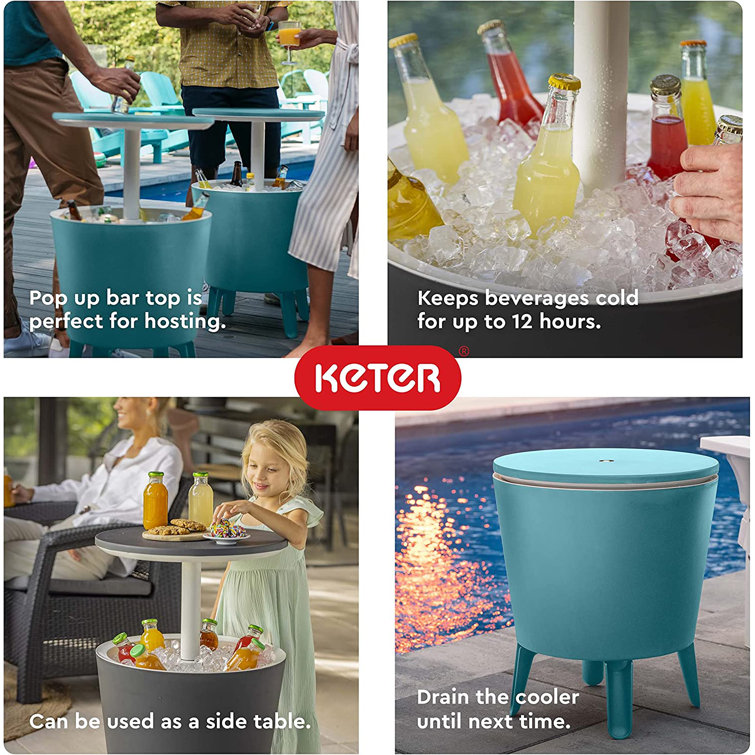 Teal 7.5 Gallon Cool Bar and Side Table