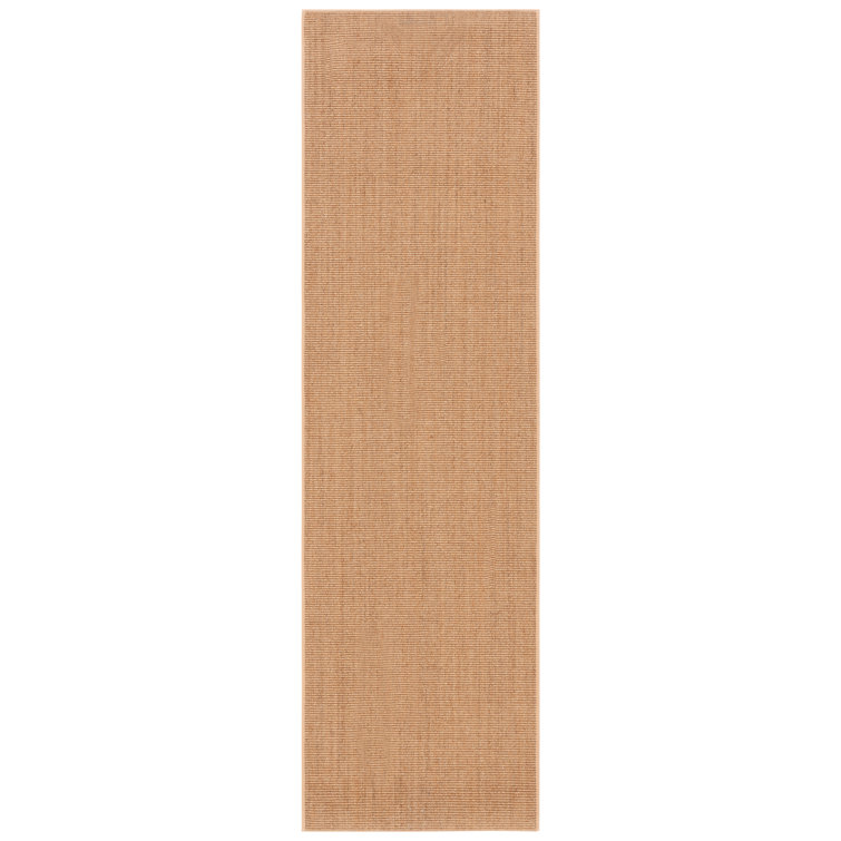 Beige Handmade Wool Runner Rug with Non-slip Backing