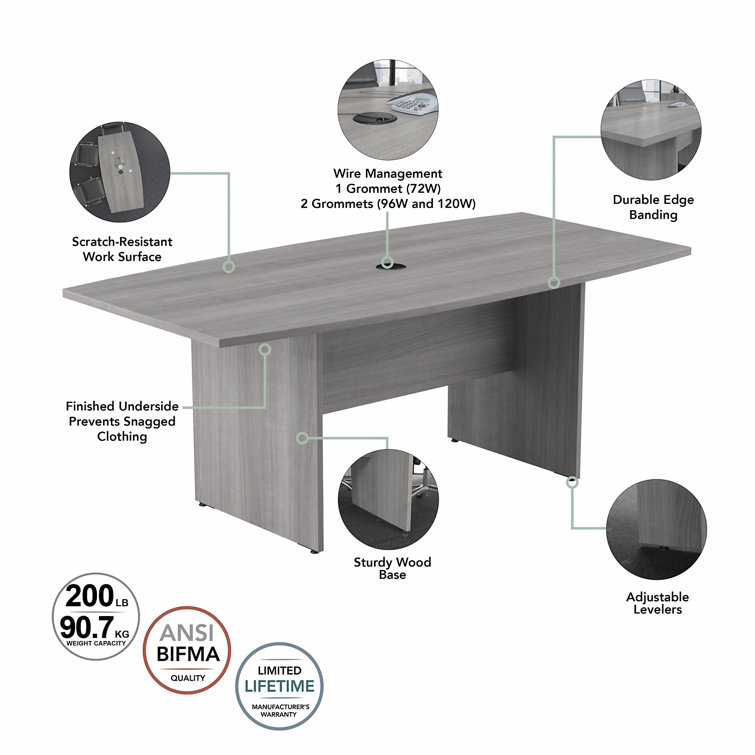 Platinum Gray Boat-Shaped Engineered Wood Conference Table