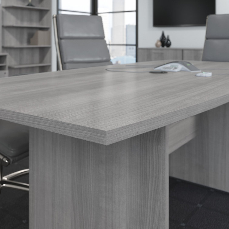 Platinum Gray Boat-Shaped Engineered Wood Conference Table