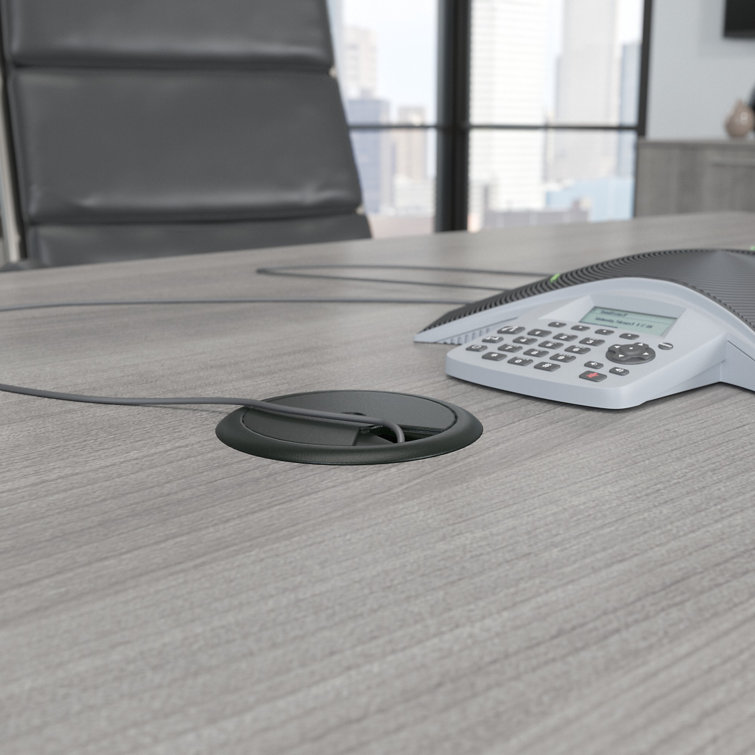 Platinum Gray Boat-Shaped Engineered Wood Conference Table