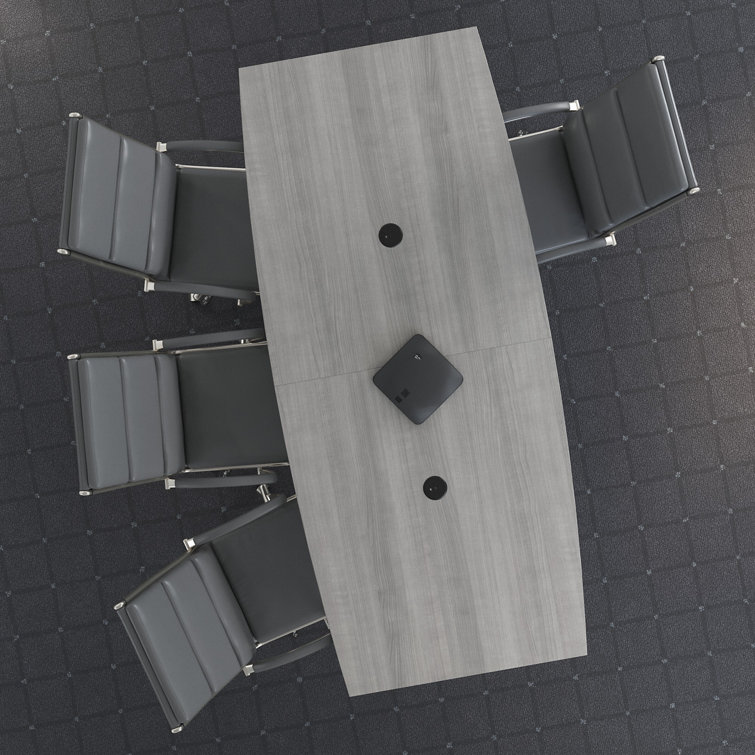 Platinum Gray Boat-Shaped Engineered Wood Conference Table