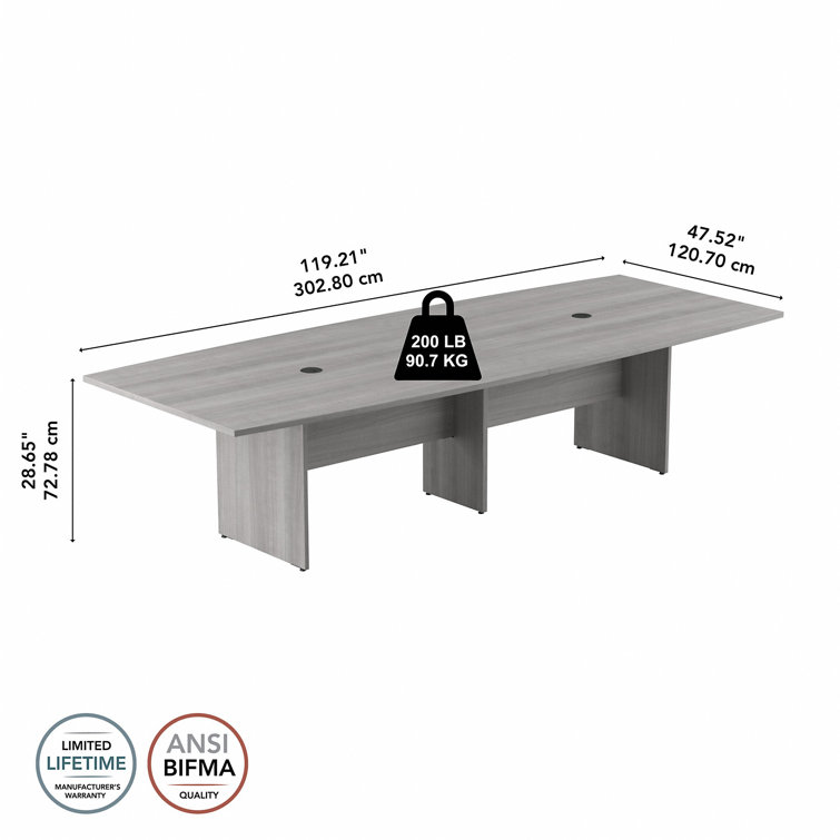 Platinum Gray Boat-Shaped Engineered Wood Conference Table