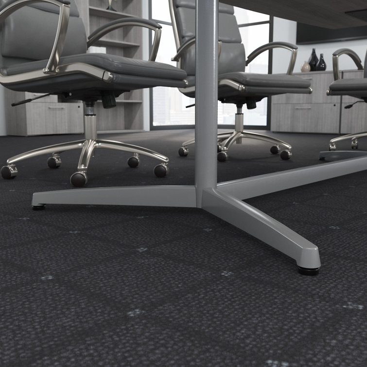 Platinum Gray Boat-Shaped Engineered Wood Conference Table with Metal Base