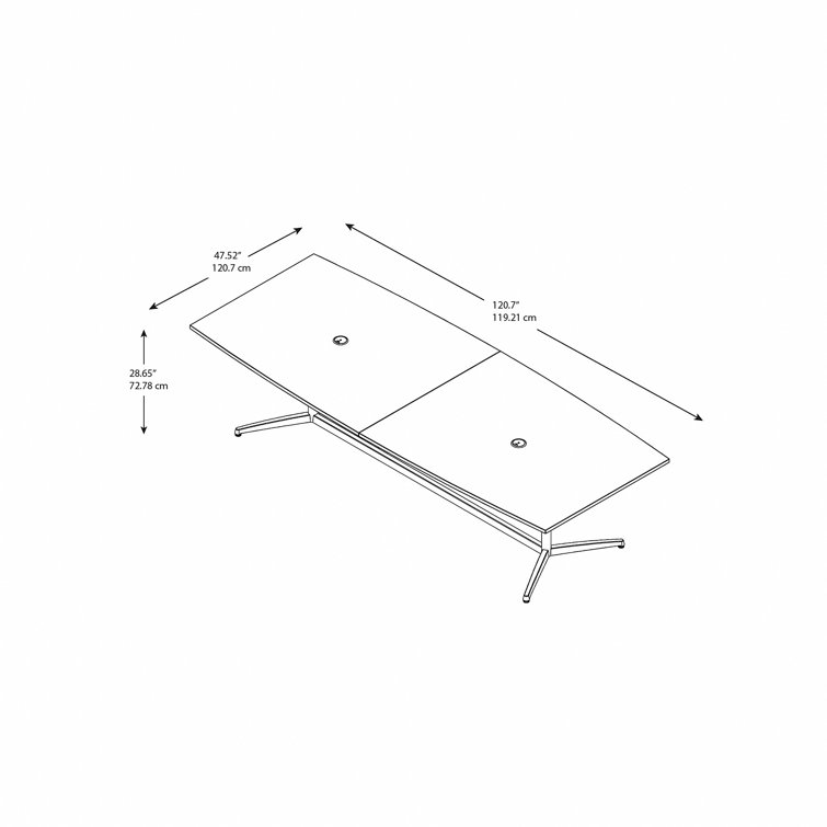 Platinum Gray Boat-Shaped Engineered Wood Conference Table with Metal Base