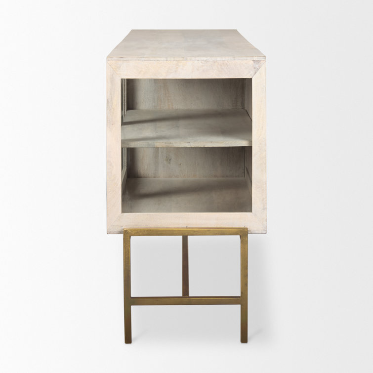 Warner 70'' Gold and White Wood Glass Sideboard