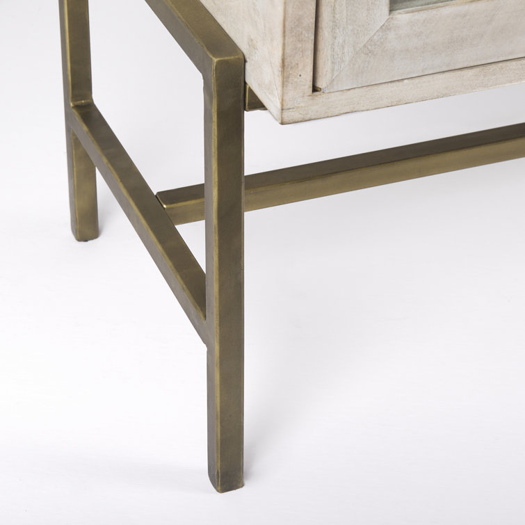 Warner 70'' Gold and White Wood Glass Sideboard