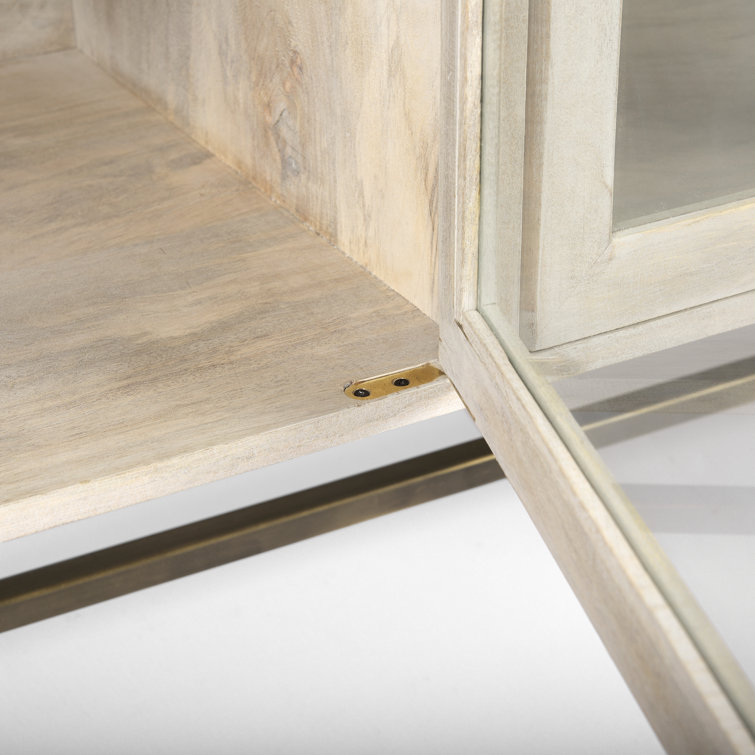 Warner 70'' Gold and White Wood Glass Sideboard
