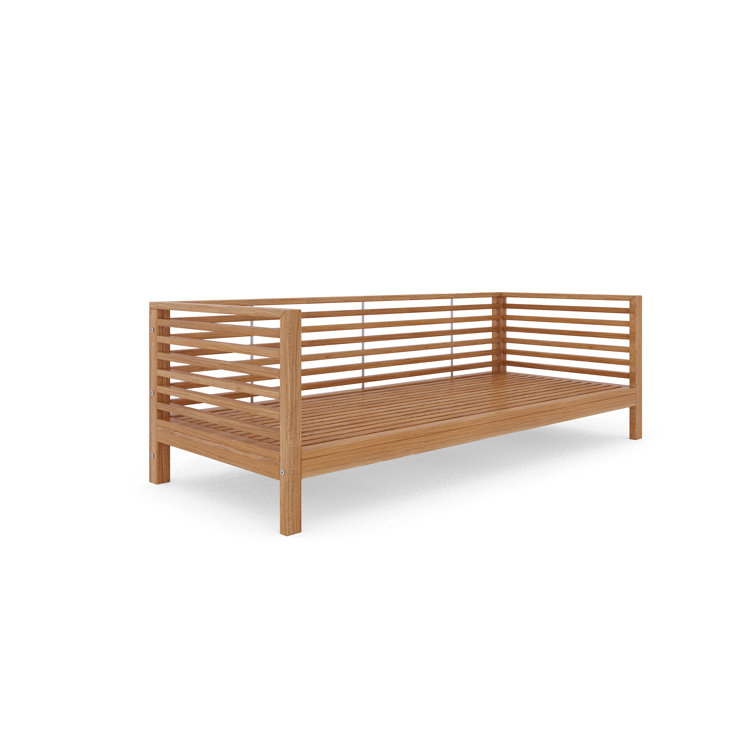 Modern Teak 3-Seat Outdoor Sofa with Fawn Cushions