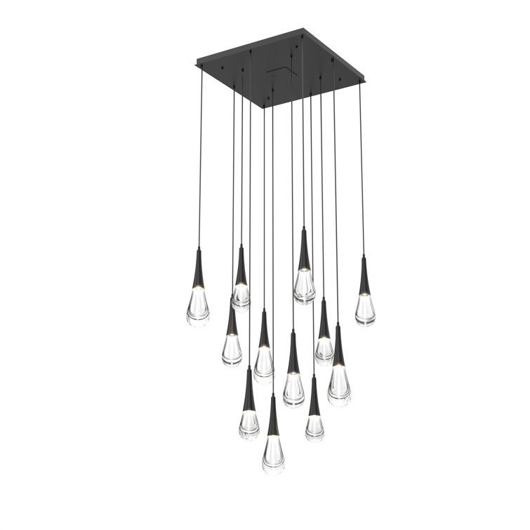 Ethereal Raindrop 12-Light Matte Black LED Pendant Chandelier
