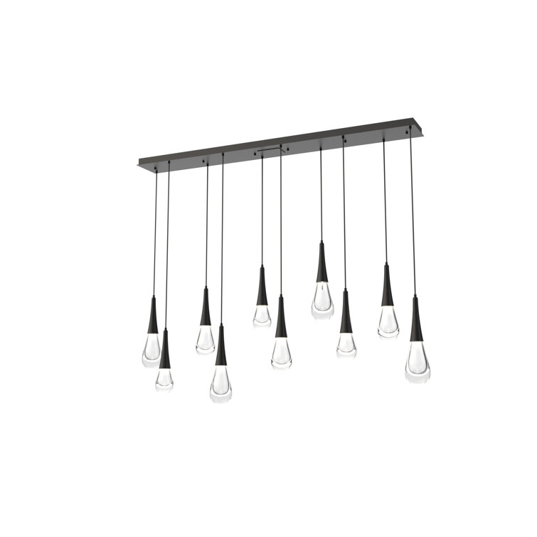 Matte Black 9-Light Glass LED Island Pendant