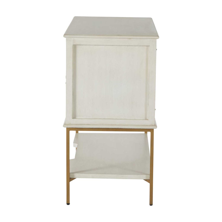 Riggs Transitional 2-Drawer Nightstand in Gold/White with Bonus Shelf
