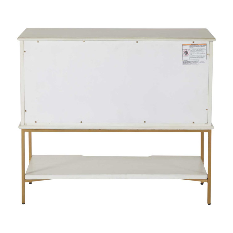 Riggs Transitional 2-Drawer Nightstand in Gold/White with Bonus Shelf