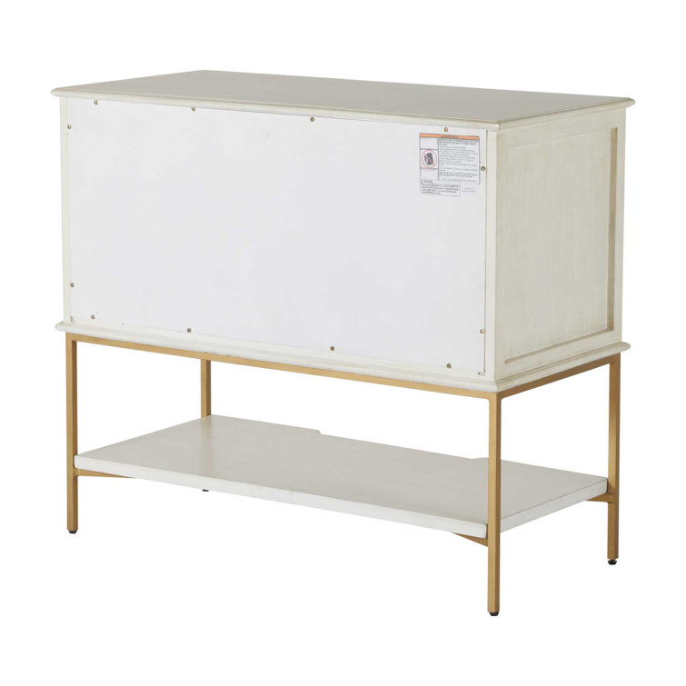Riggs Transitional 2-Drawer Nightstand in Gold/White with Bonus Shelf