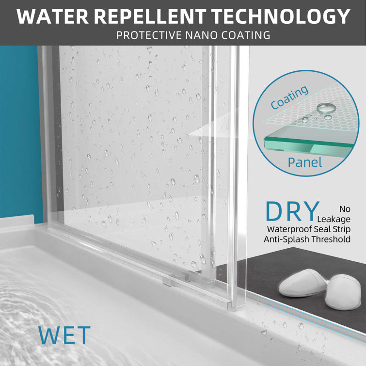 Brushed Nickel Frameless Double Sliding Shower Door with Crashproof System