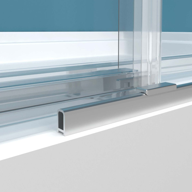 Brushed Nickel Frameless Double Sliding Shower Door with Crashproof System