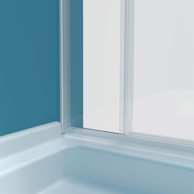 Brushed Nickel Frameless Double Sliding Shower Door with Crashproof System