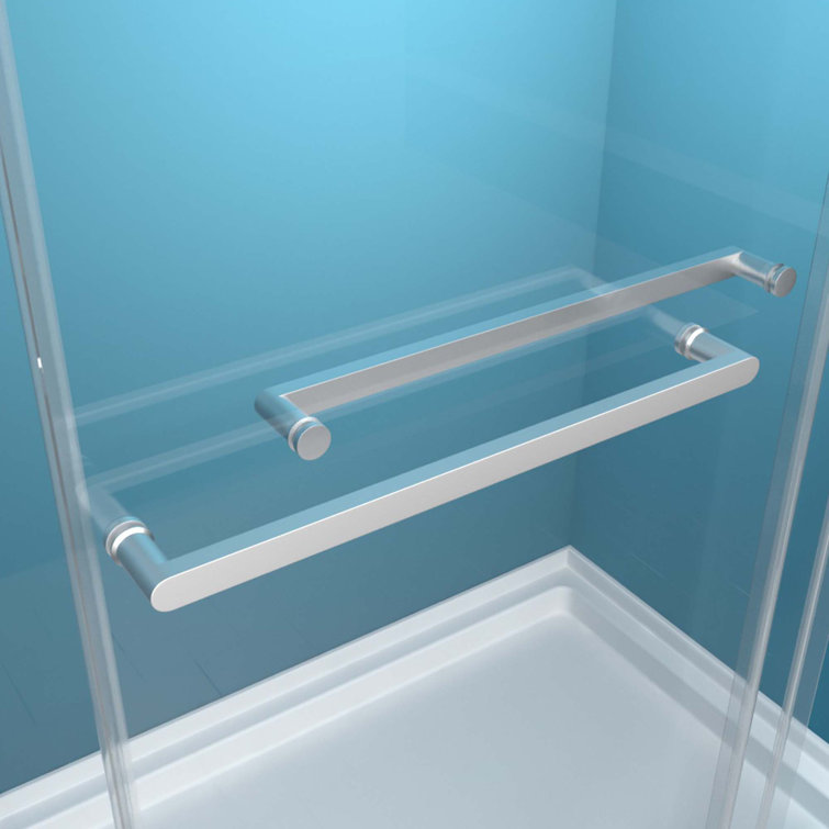 Brushed Nickel Frameless Double Sliding Shower Door with Crashproof System
