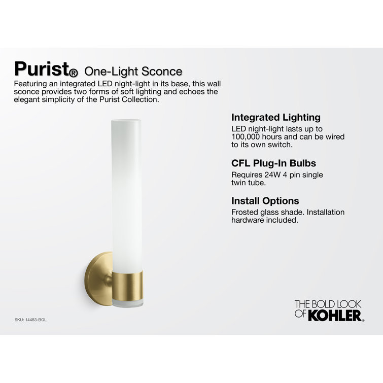French Gold Minimalist Candlestick-Style Wall Sconce