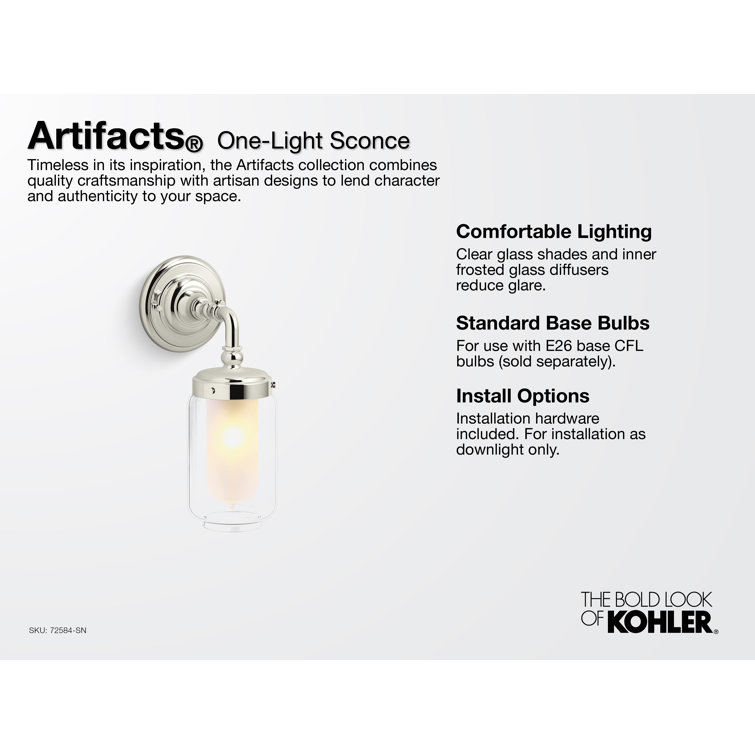 French Gold Direct Wired Electric Wall Sconce with Clear Glass Shade