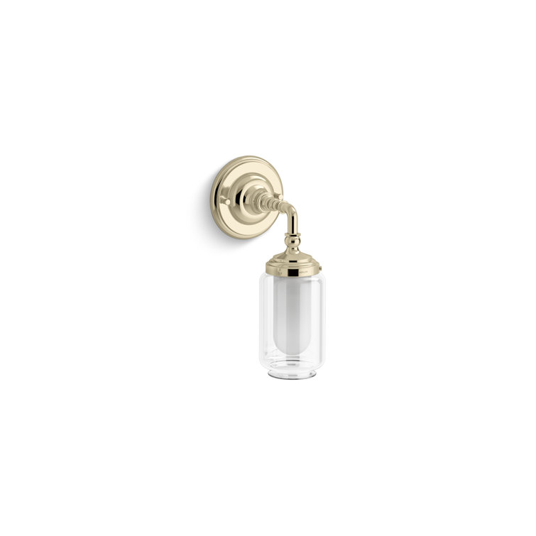 French Gold Direct Wired Electric Wall Sconce with Clear Glass Shade