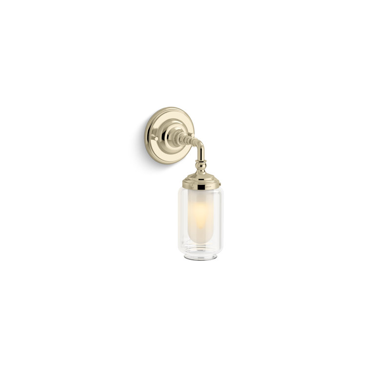 French Gold Direct Wired Electric Wall Sconce with Clear Glass Shade