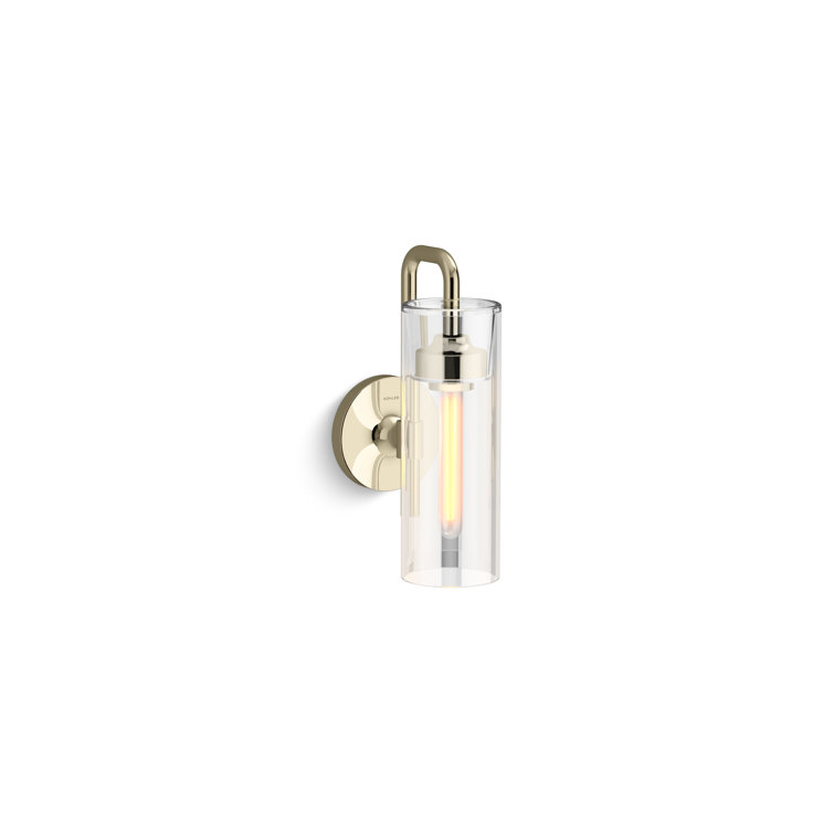 French Gold Modern Glass Cylinder Wall Sconce