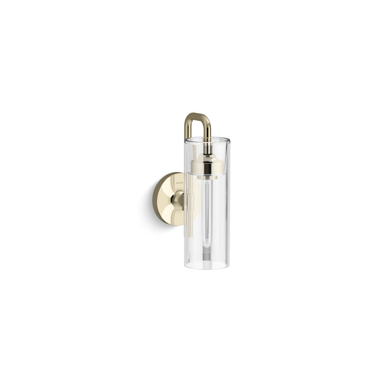French Gold Modern Glass Cylinder Wall Sconce