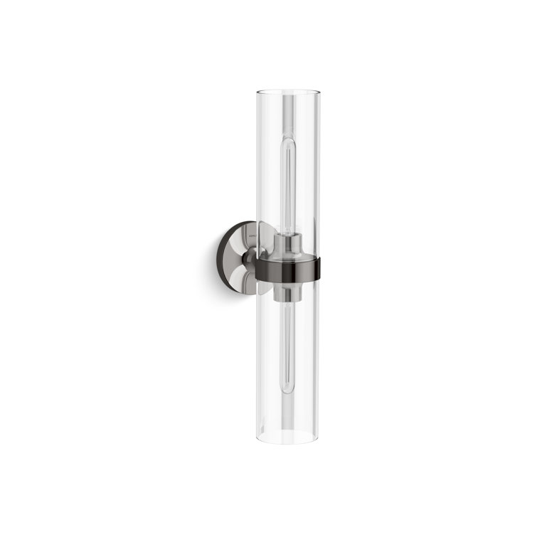Titanium and Clear Glass Modern Two-Light Sconce