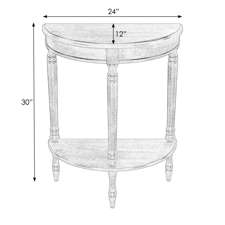 Traditional Demilune Console Table in Cherry Brown with Storage